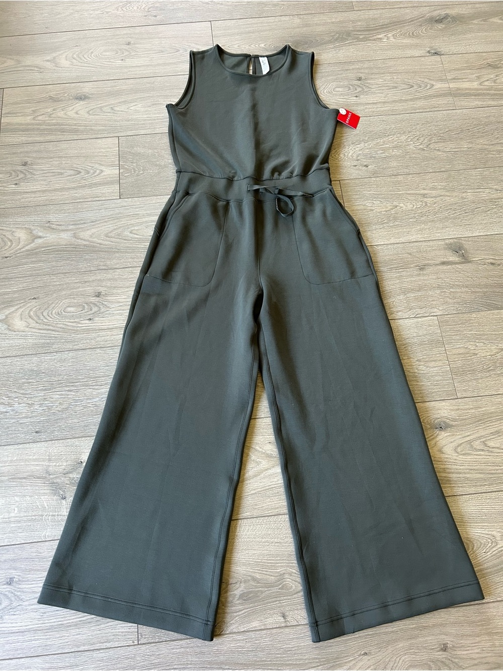 Spanx AirEssentials Wide Leg Jumpsuit Soft Travel Lounge Dark Palm Size LP New